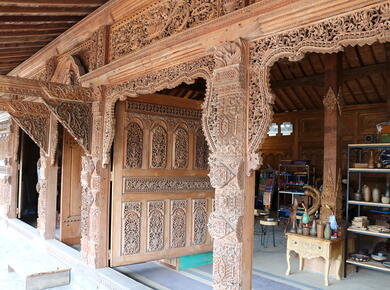 carved wooden building