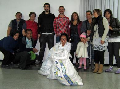 <p>Rut with a group from Teusaquillo Mennonite Church, who serve food to homeless people as one of the ministries of the church.</p>