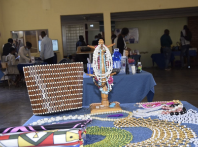 A handbag and jewelry sold by one of the vendors at the business expo last May. 
